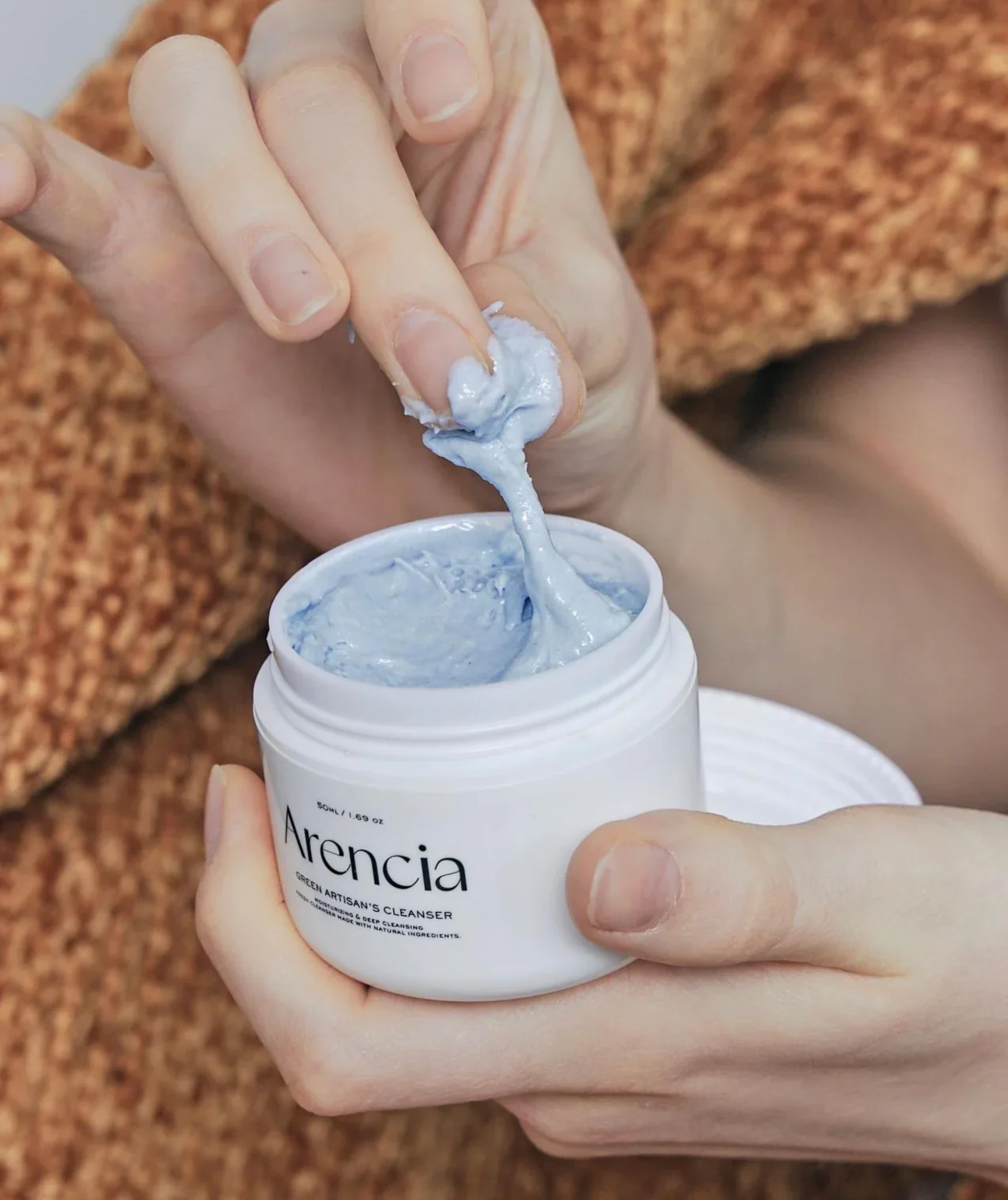 ARENCIA Royal Blue Hyssop Rice Mochi Cleanser 120g - Image 3