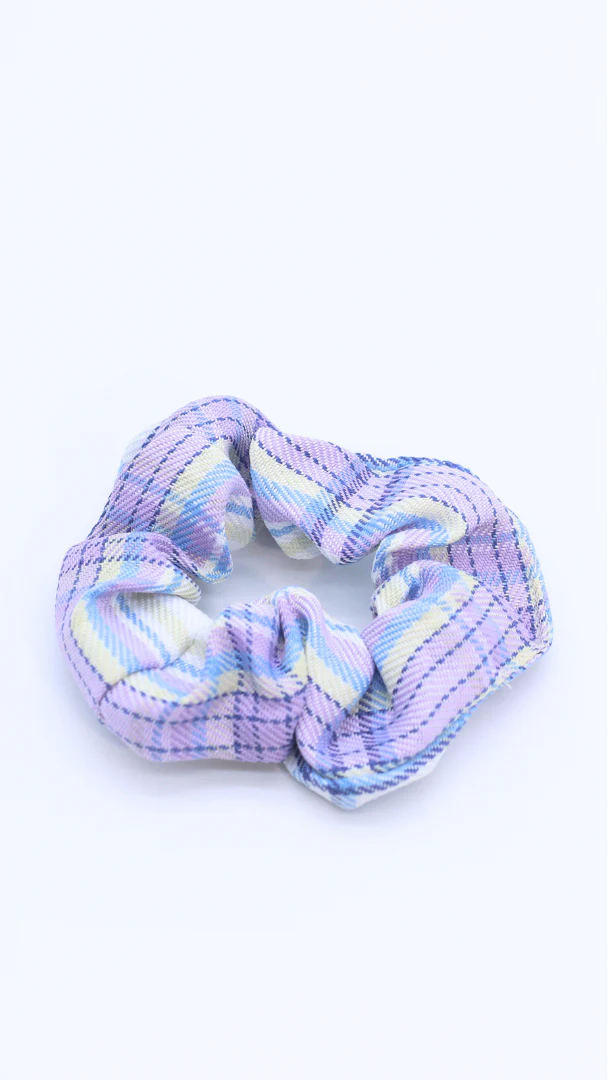 H ART Plaid Scrunchie Cloudy Sky