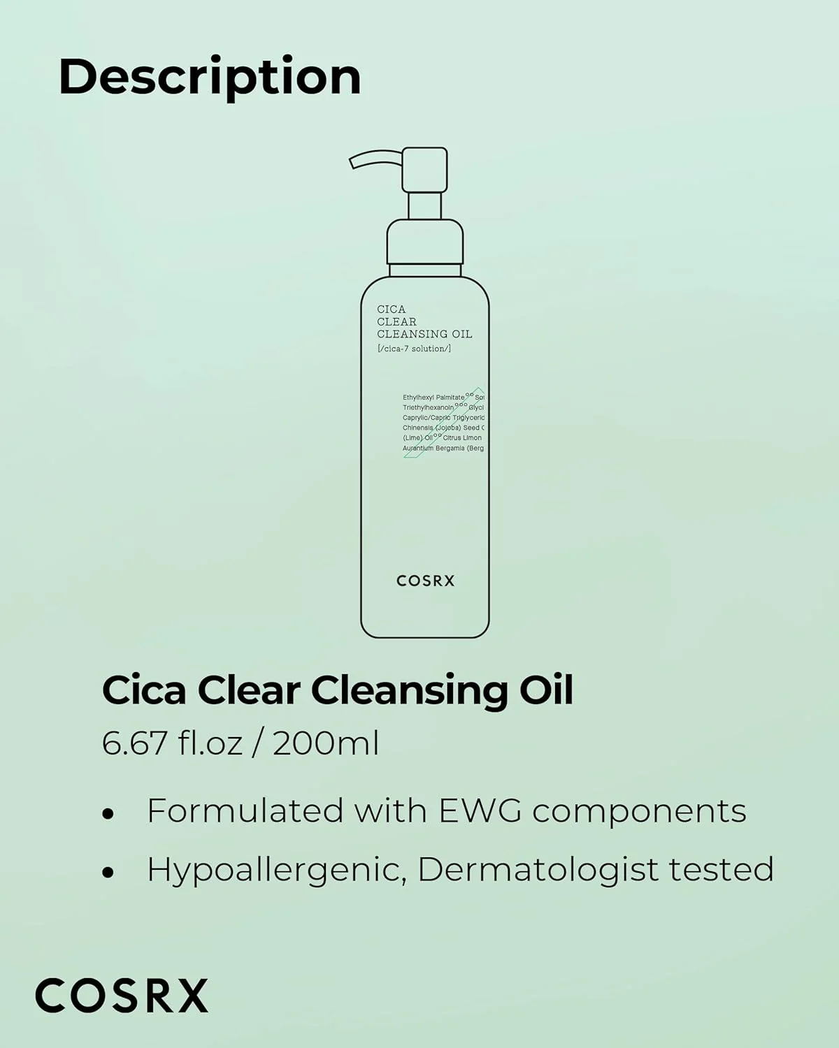 COSRX Pure Fit Cica Clear Cleansing Oil 200ml - Image 2