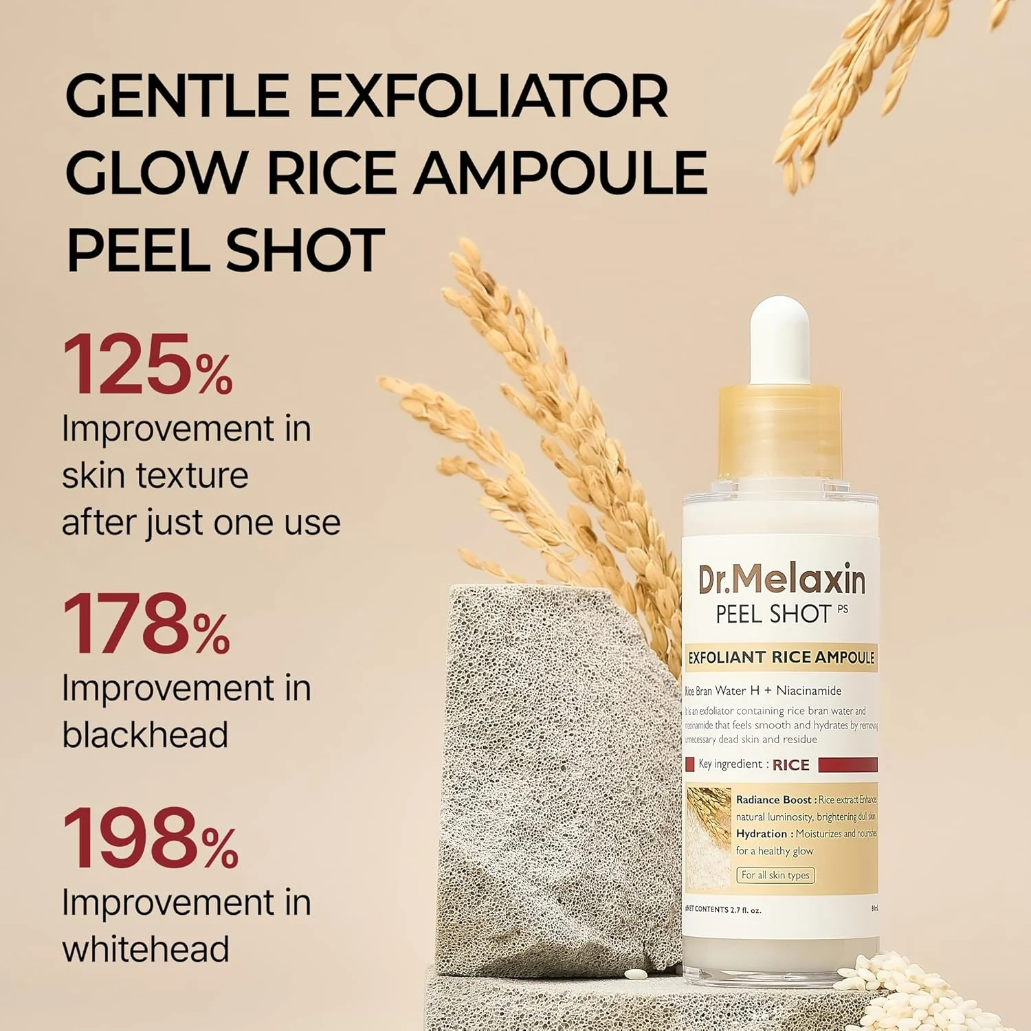 Dr.Melaxin Peel Shot Exfoliating White Rice Ampoule 80ml - Image 3