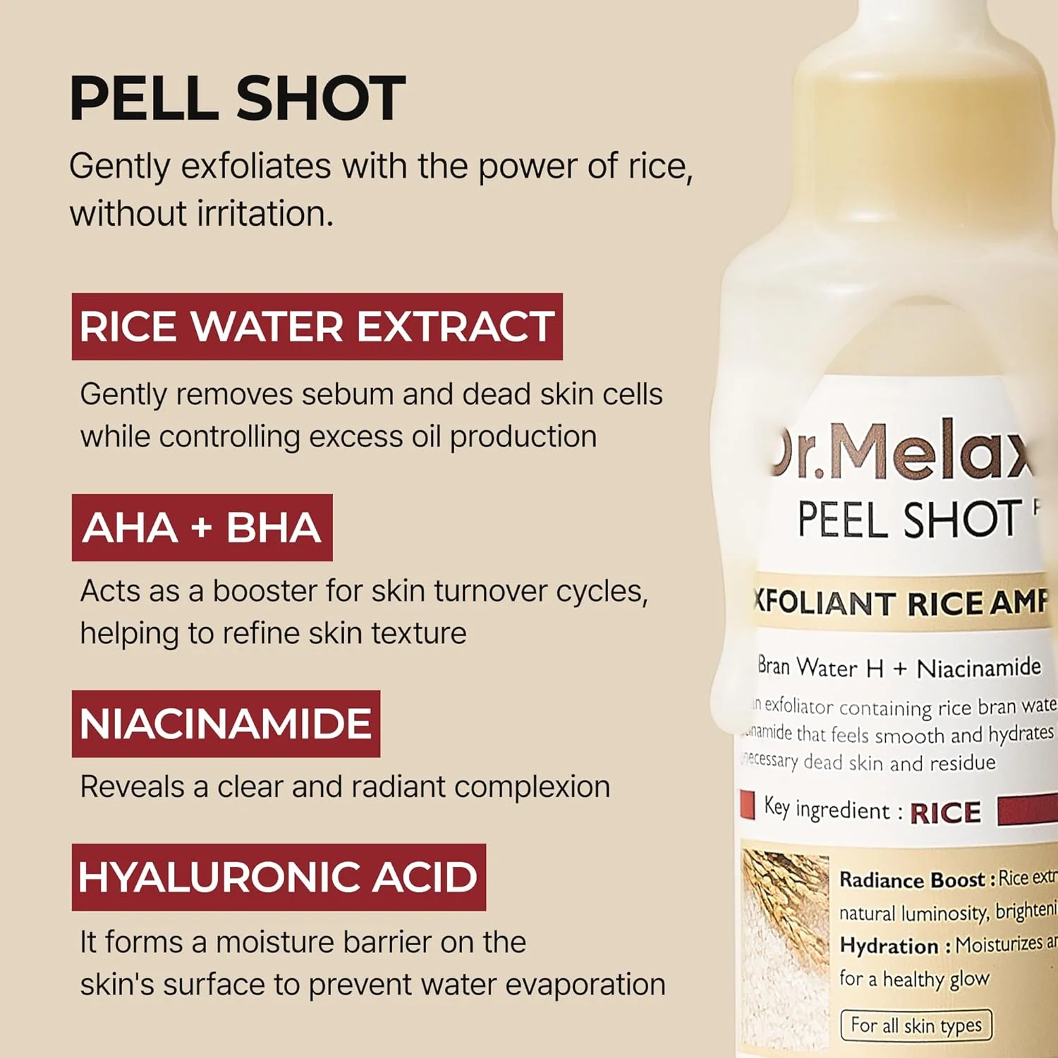 Dr.Melaxin Peel Shot Exfoliating White Rice Ampoule 80ml - Image 6