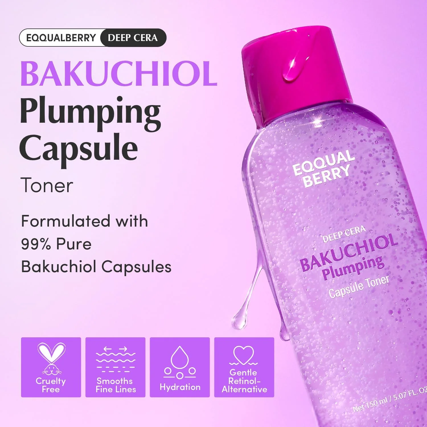 EQQUALBERRY Bakuchiol Plumping Capsule Toner 150mL - Image 2