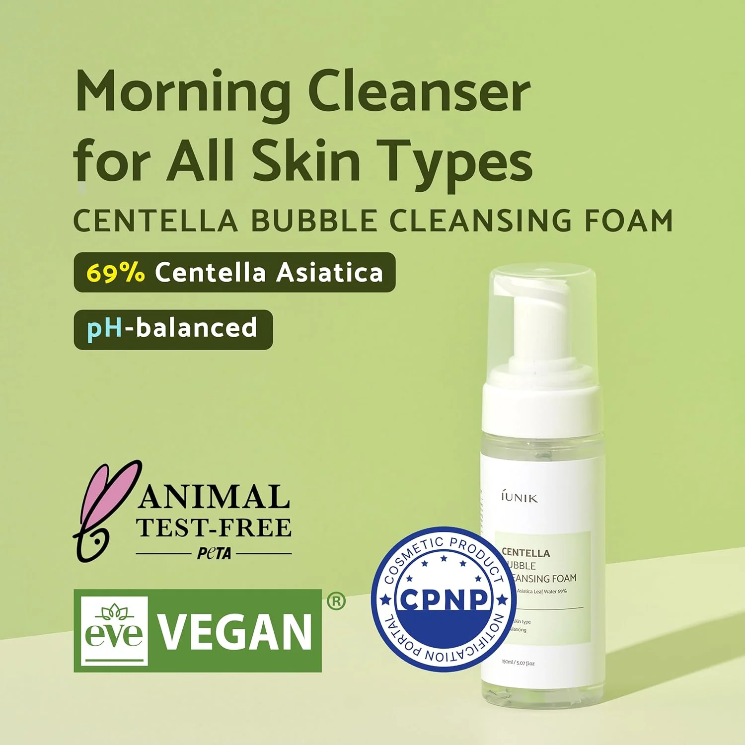 IUNIK Centella Bubble Cleansing Foam 150ml - Image 3