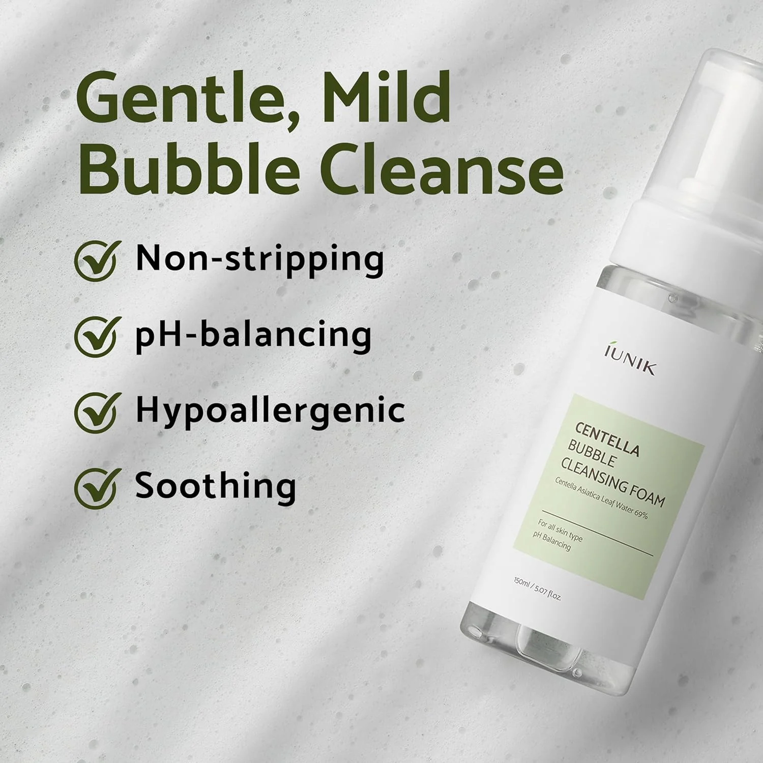 IUNIK Centella Bubble Cleansing Foam 150ml - Image 4