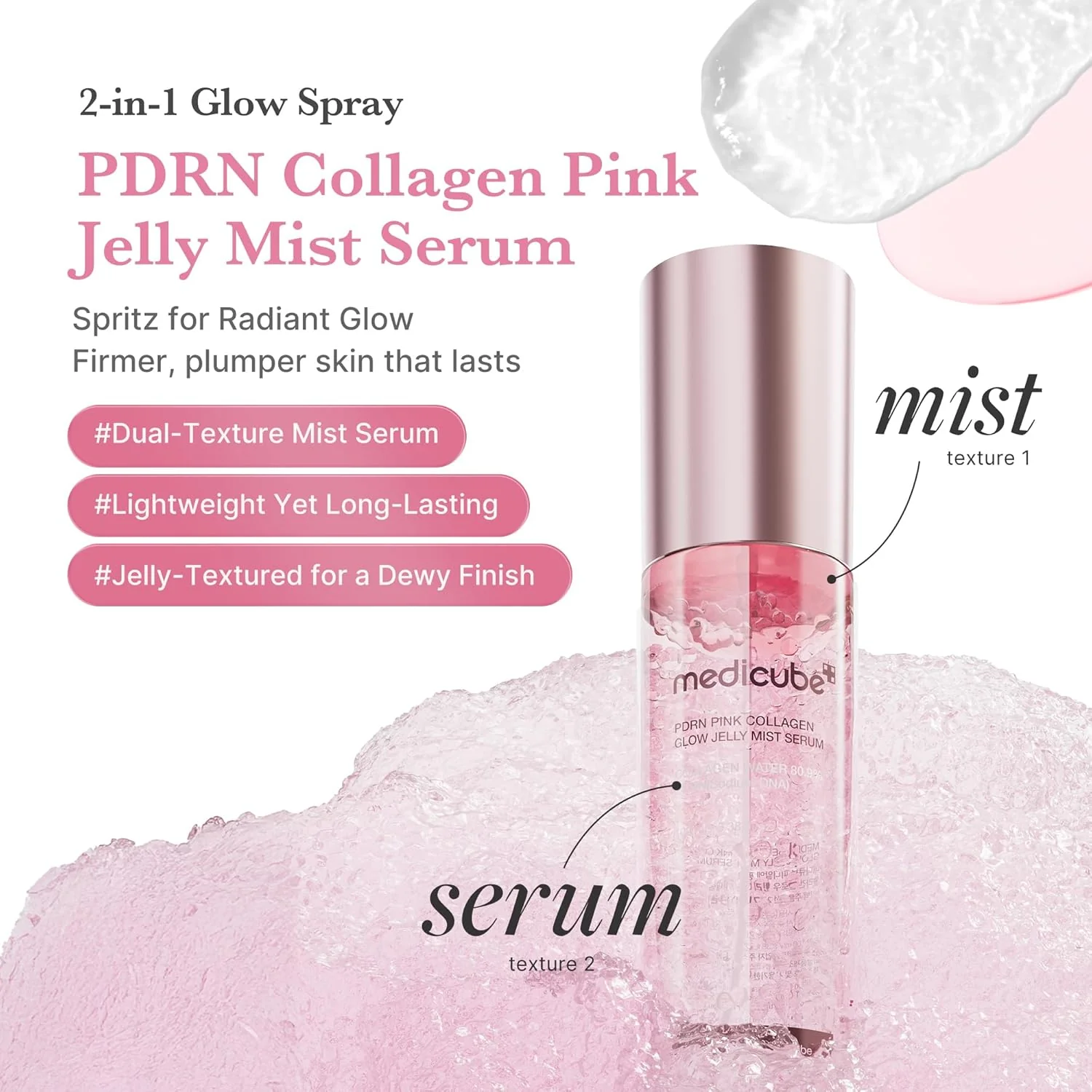Medicube PDRN Pink Collagen Glow Jelly Mist Serum 100mL - Image 3