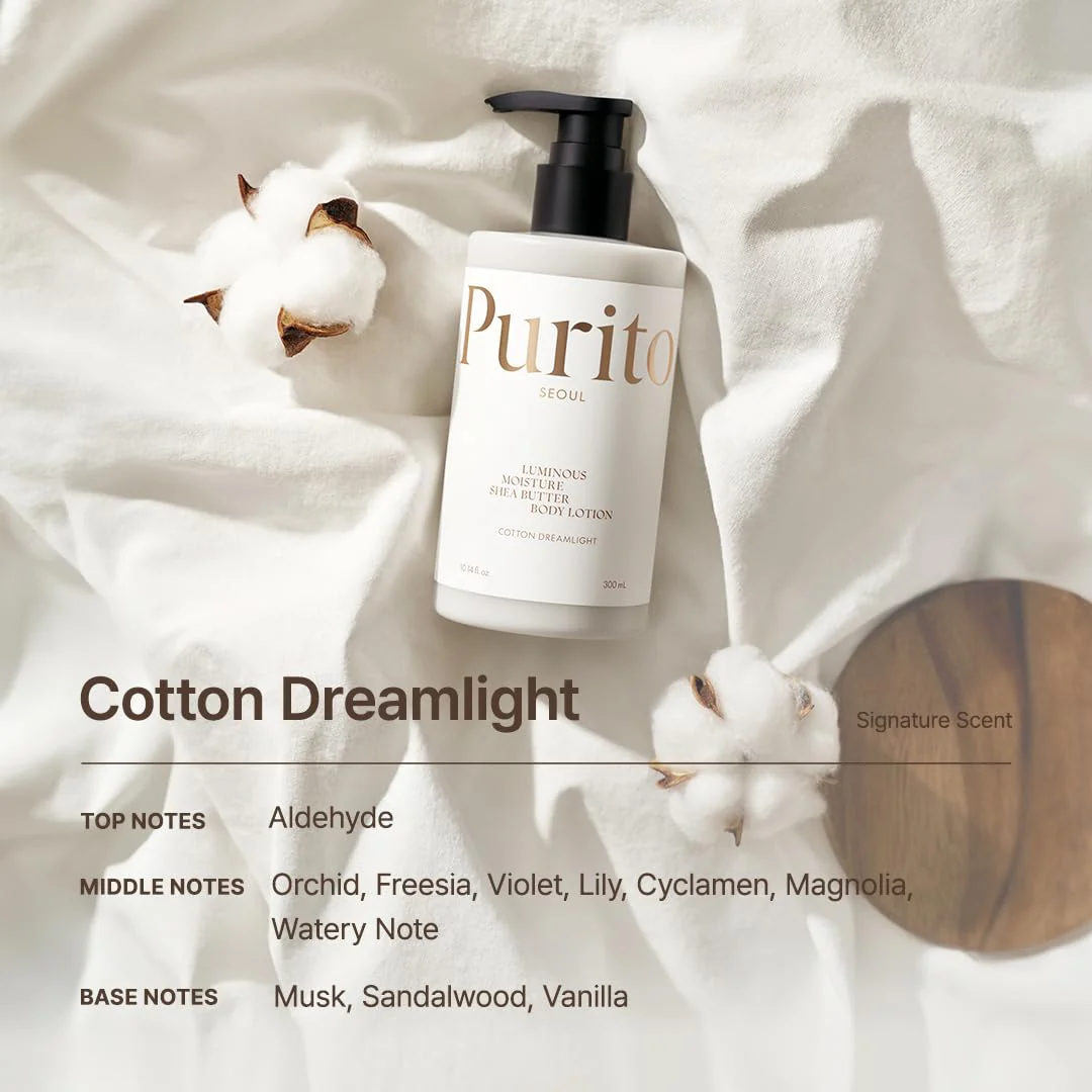 PURITO Luminous Moisture Shea Butter Body Lotion Cotton Dreamlight 300mL - Image 4