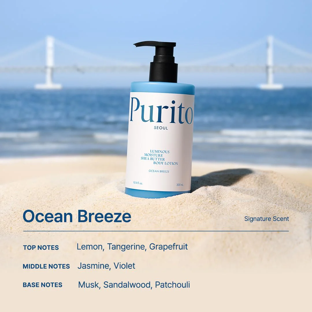 PURITO Luminous Moisture Shea Butter Body Lotion Ocean Breeze 300mL - Image 4